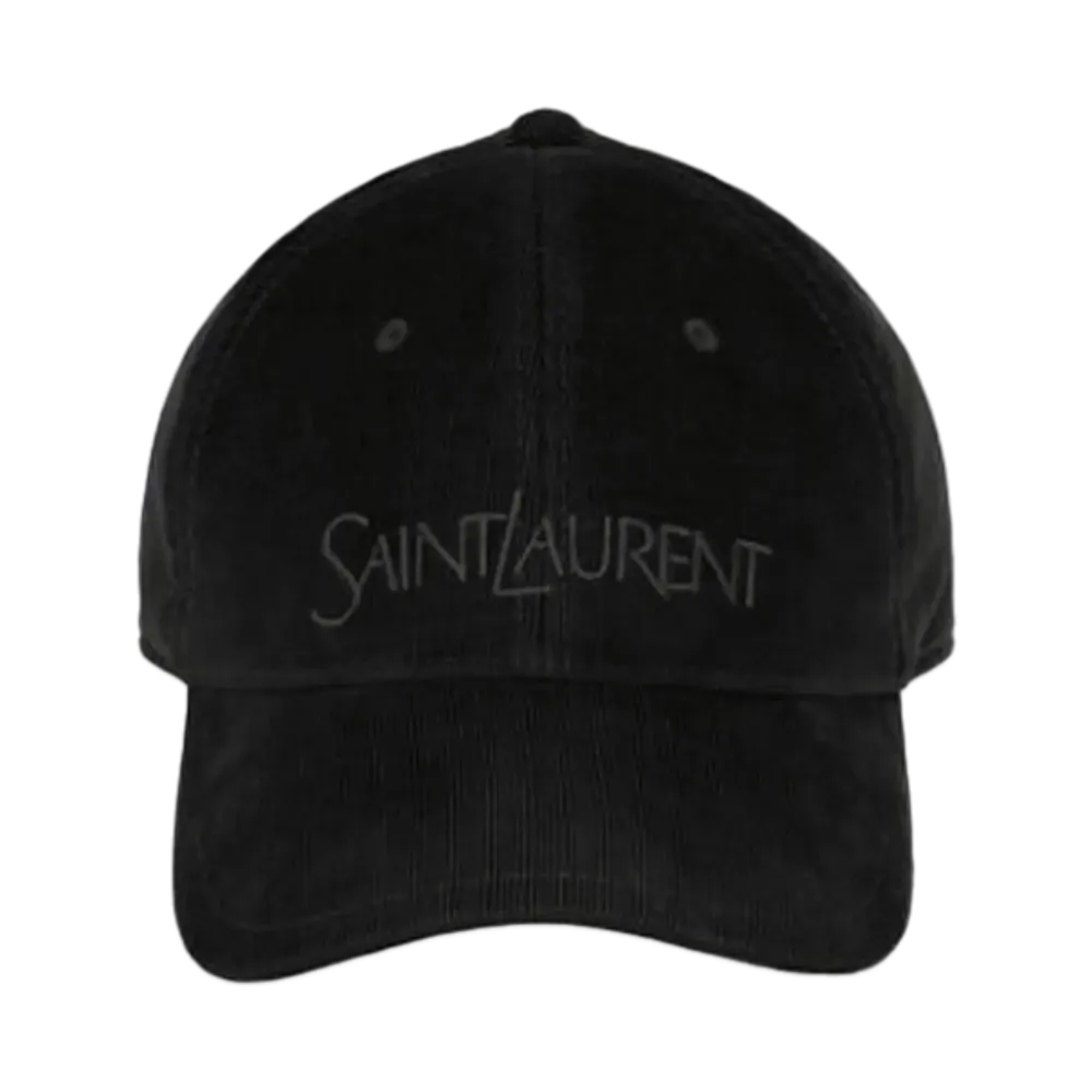 Saint Laurent Vintage Cap in Corduroy "Black"