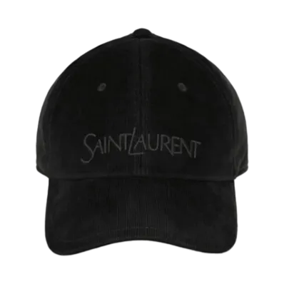 Saint Laurent Vintage Cap in Corduroy "Black"
