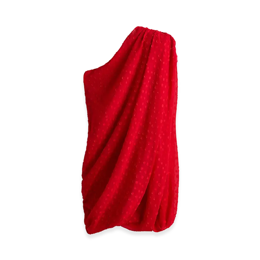 H&M x Stella McCartney Women's One Shoulder Draped Dress "Red"