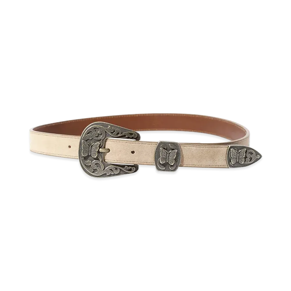 NEEDLES Papillon Western Tip Belt Suede "Taupe"