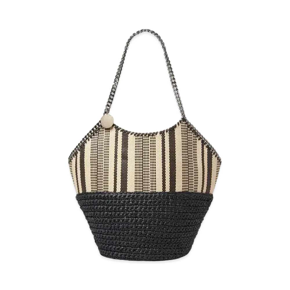 STELLA McCARTNEY Farabela Stripe Lafia Large Tote "Black"