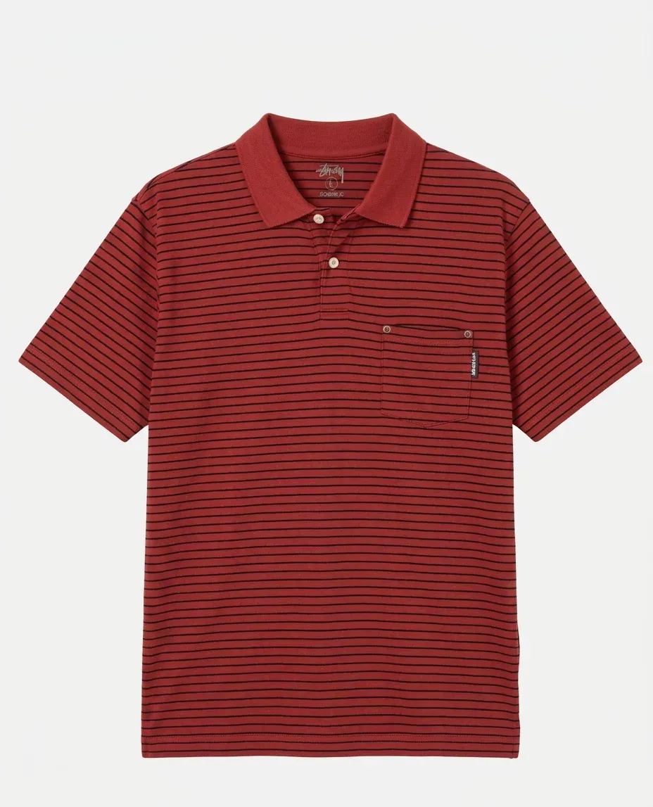 Stussy Border Polo Shirts "Red"