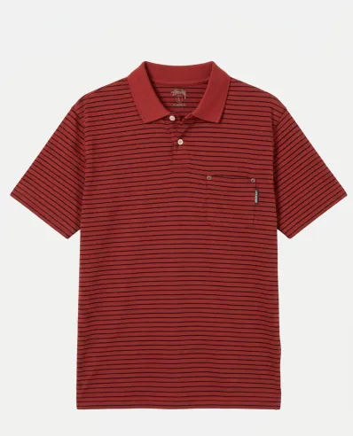 Stussy Border Polo Shirts "Red"