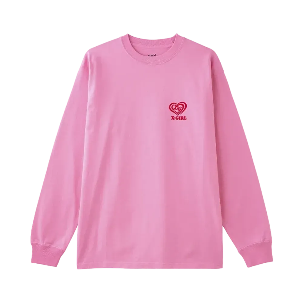 X-Girl Spiral Heart Logo L/S Tee "Pink"