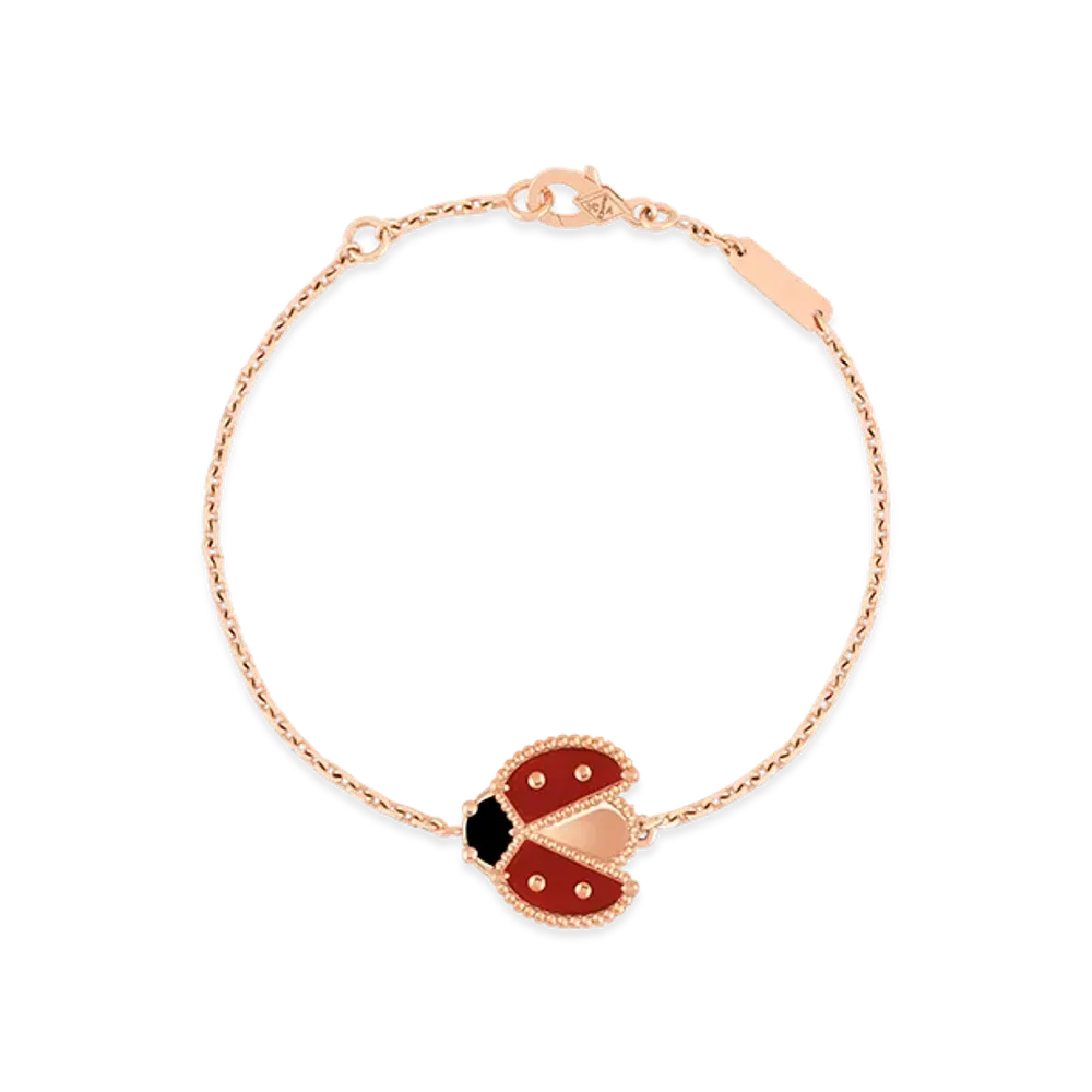 Van Cleef & Arpels Lucky Spring bracelet open wing ladybug "18K Rose gold/Onyx/Carnelian"