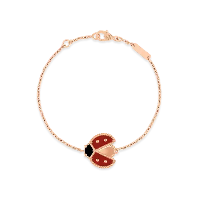 Van Cleef & Arpels Lucky Spring bracelet open wing ladybug "18K Rose gold/Onyx/Carnelian"