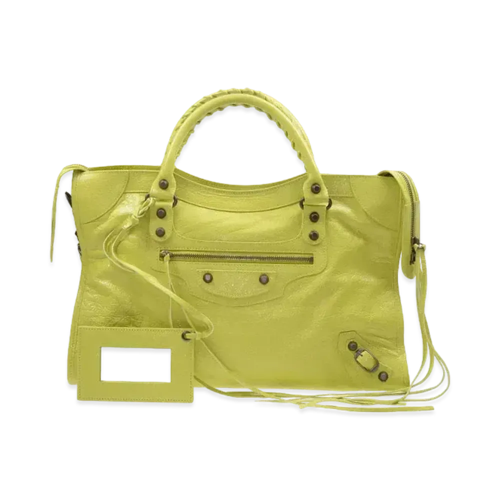 BALENCIAGA Lambskin Handbag "Green"