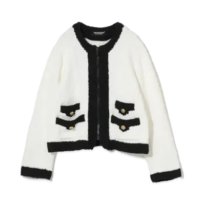 UNDERCOVER Collarless Zip Up Jacket "White"