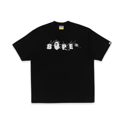 A BATHING APE Wrinkle Bape Logo Relaxed Fit Tee "Black"