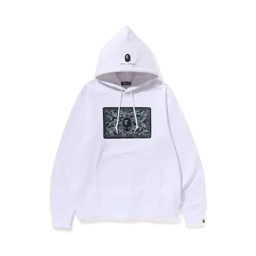 A BATHING APE Bape Card Pullover Hoodie "White/Black"