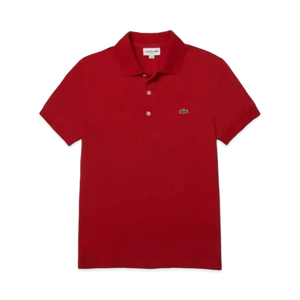 LACOSTE Slim Fit Solid Short Sleep Polo Shirt "Red"