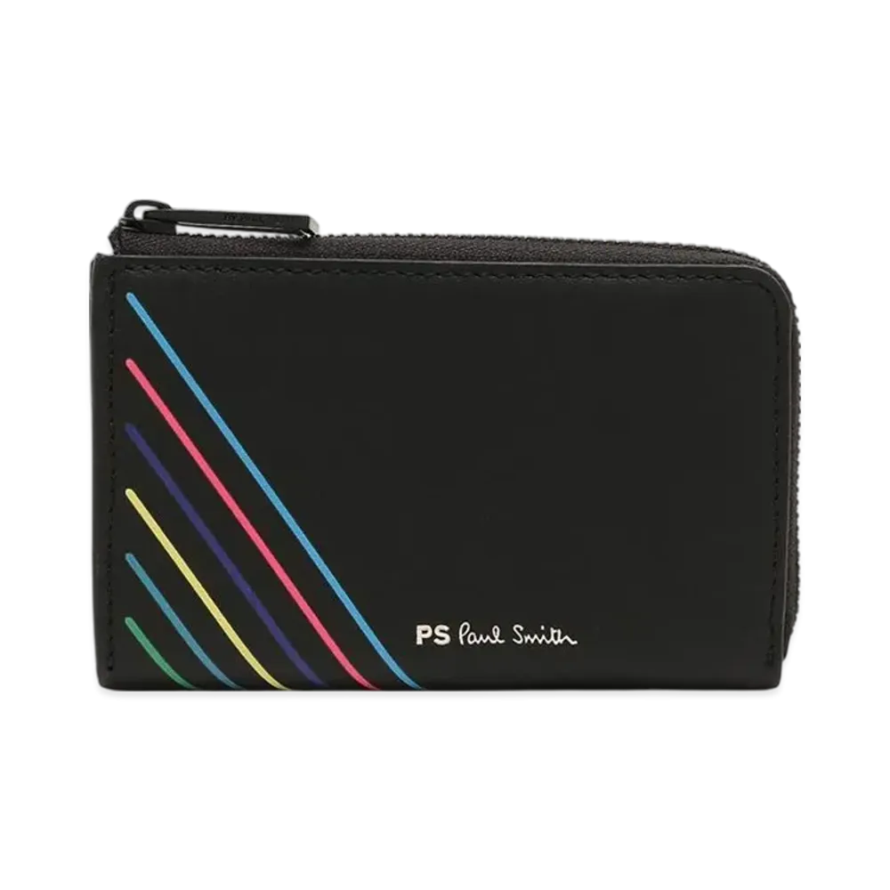 Paul Smith Coin Card Case Striped Mini Wallet "Black"