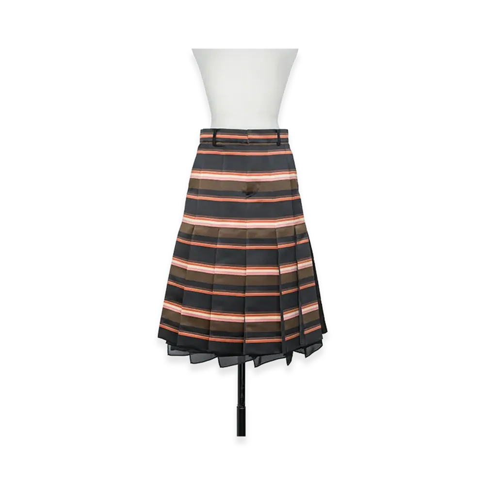 sacai Horizontal Stripe Skirt "Khaki/Pink"