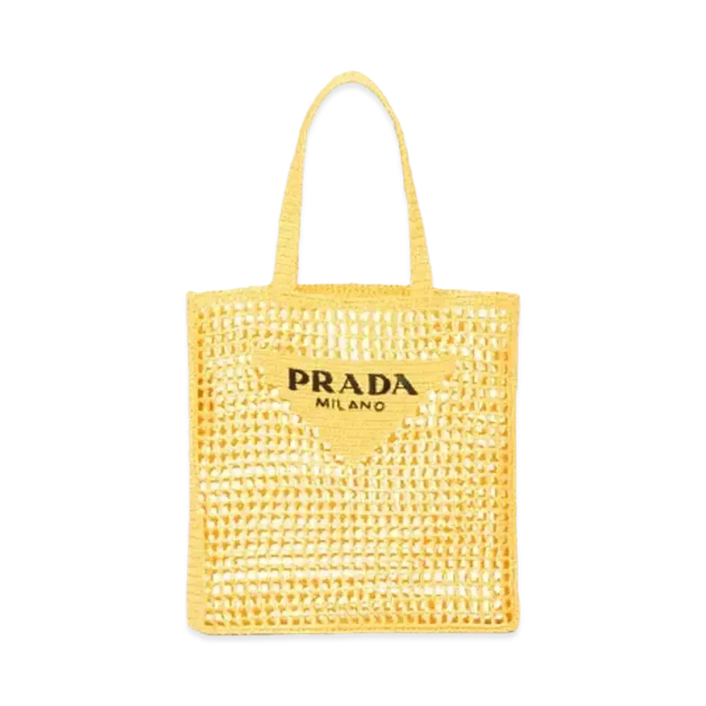 PRADA Crochet Tote Bag With Logo "Yellow"