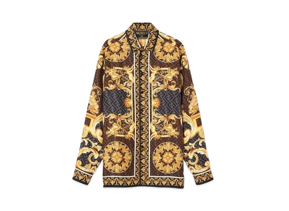 FENDI x Versace Fendace Gold Baroque Shirt "Brown"