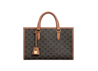 CELINE Mini Horizontal Cabas In Triomphe Canvas And Calfskin "Tan"