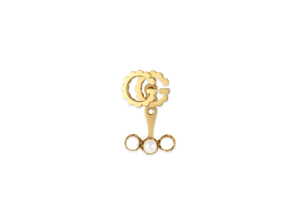 GUCCI Double G Single Earrings With Pearl