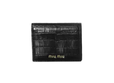 MIU MIU Small Croco-Print Leather Wallet "Black"