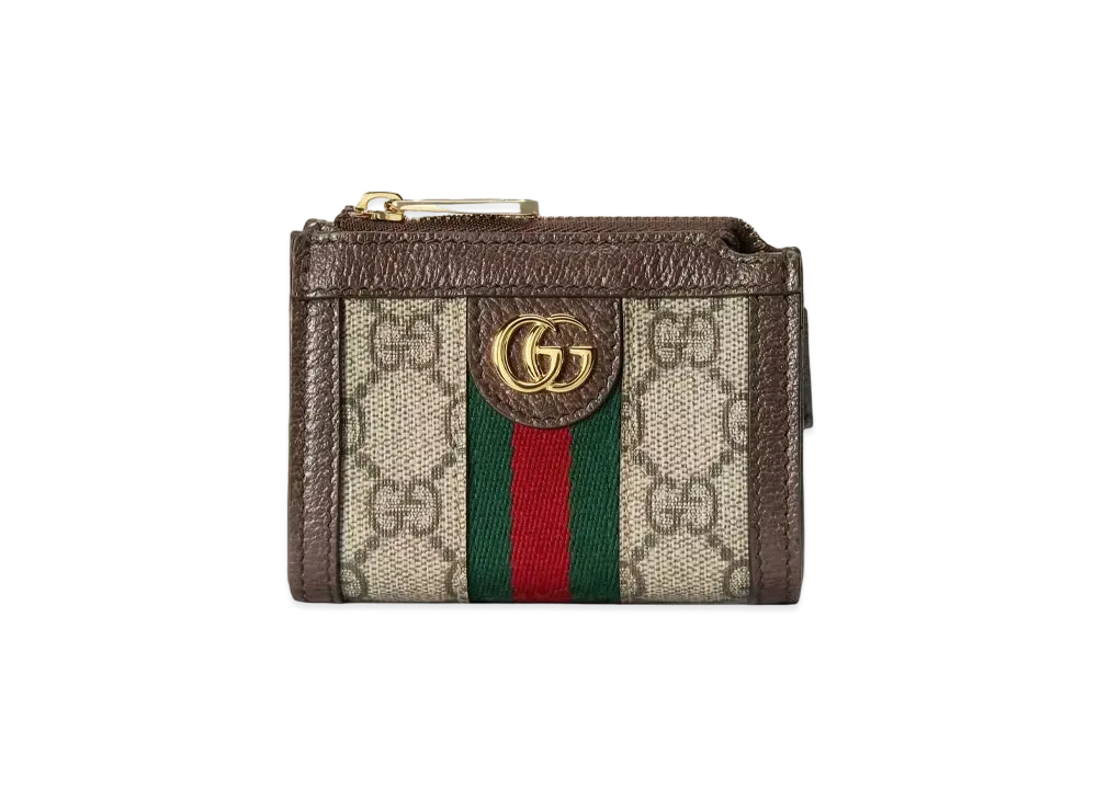 GUCCI Coin Case With Official Key Chain GG Supreme Canvas "Beige/Ebony"