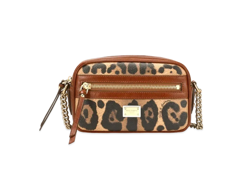 Dolce&Gabbana Crossbody Bag Small Crespo Leopard Printed Logo Plate "Multicolor"