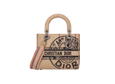 Dior Lady D-Lite Medium Bag Dior Union Jute Canvas "Beige"