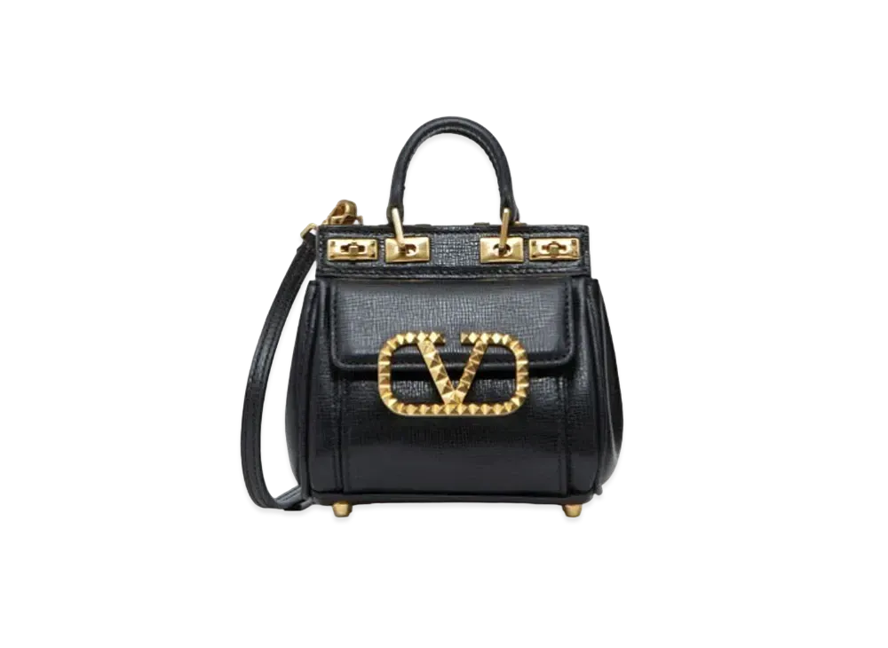 Valentino Micro Rockstud Alcove Bag In Grainy Calfskin "Black"