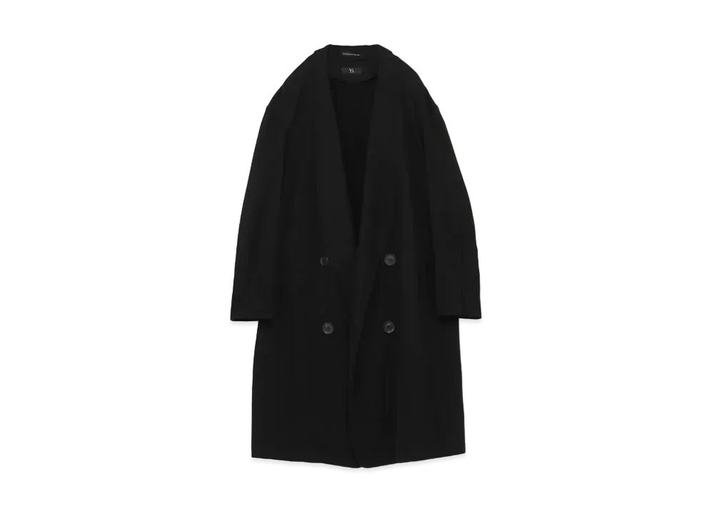 Yohji Yamamoto Y's COMBED MINI FLEECE SHAWL COLLAR COAT "Black"