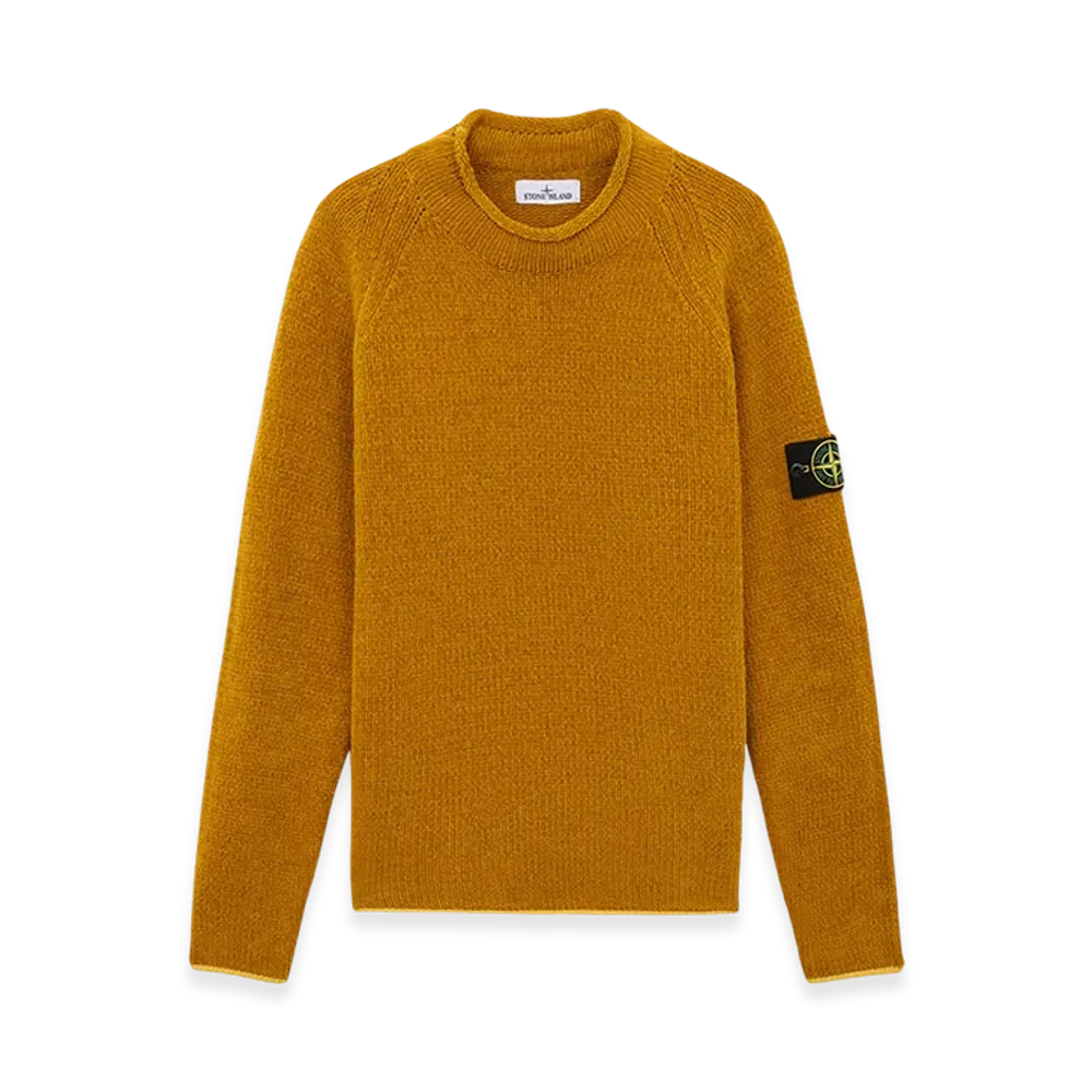 Stone Island 557A9 Cotton Chenille Loose Fit Mock Neck Sweater - 24FW "Mustard"