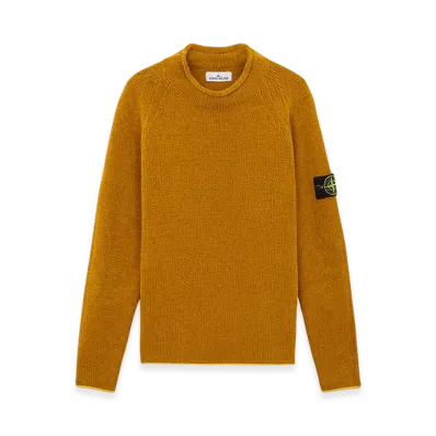 Stone Island 557A9 Cotton Chenille Loose Fit Mock Neck Sweater - 24FW "Mustard"
