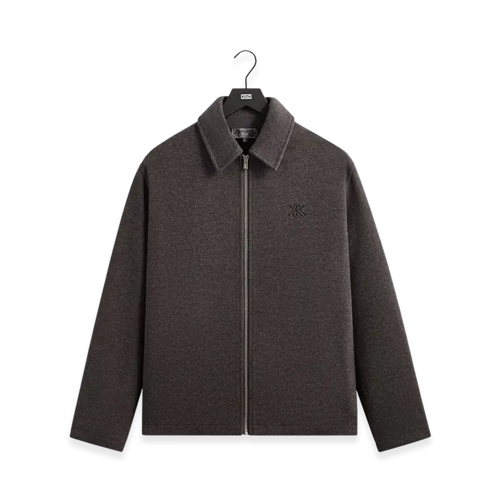 Kith Felted Jersey Lane Coaches Jacket "Heather Charcoal"