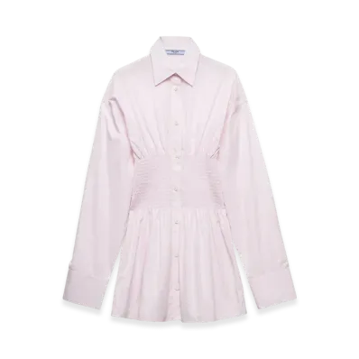 PRADA Women's Poplin Shirt with Smocking "Petal Pink"