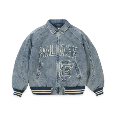 PALACE x San Francisco Giants Denim Varsity Jacket "Stone Wash"