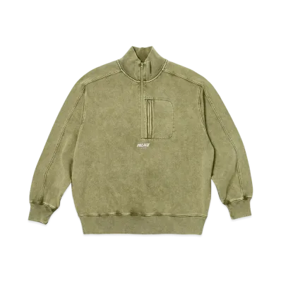 PALACE Washed Terry 1/2 Zip Funnel "The Deep Green"