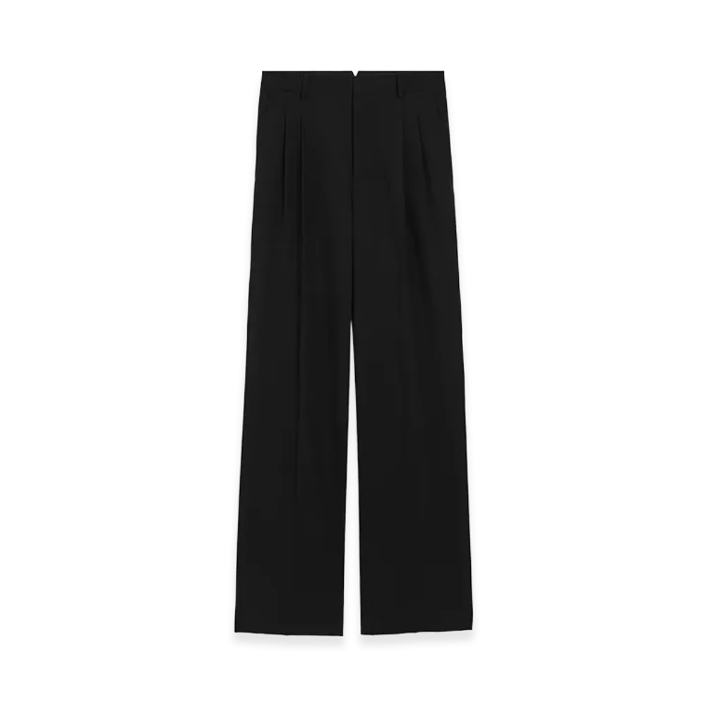AMI PARIS New Wool Low Waist Wide Trousers "Black"