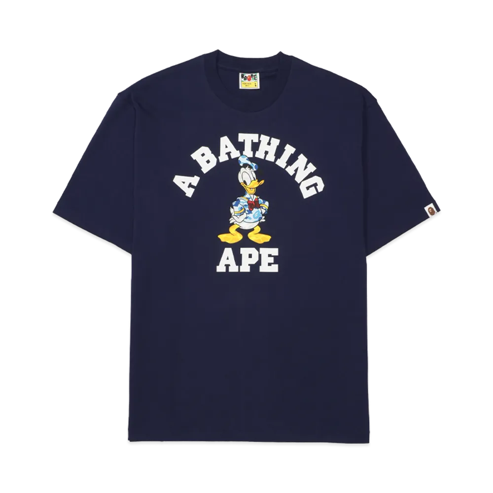 A BATHING APE x Disney Donald Duck College Relaxed Fit Tee "Navy"