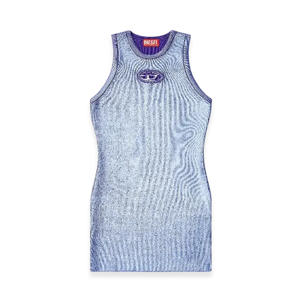Diesel M-Caddix-M Dress In Metallic Ribbed Knit "Violet"
