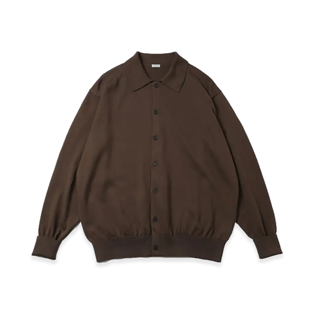 A.PRESSE Cotton Knit Polo Collar Cardigan "Brown"