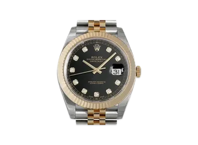 ROLEX Date-Just 41 Black Dial 10P Diamonds 126333G