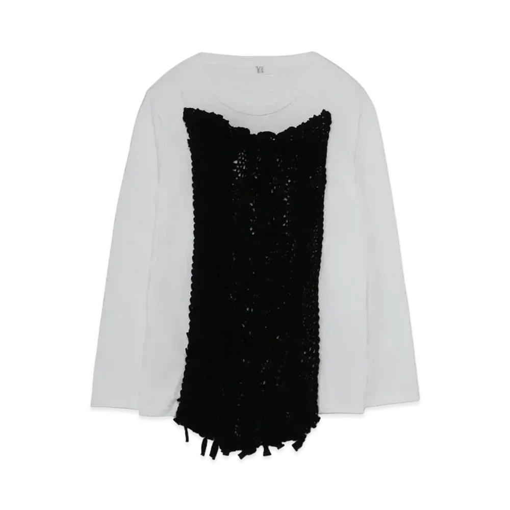 Yohji Yamamoto Y's COTTON PLAIN STITCH LS T WITH KNIT "White"
