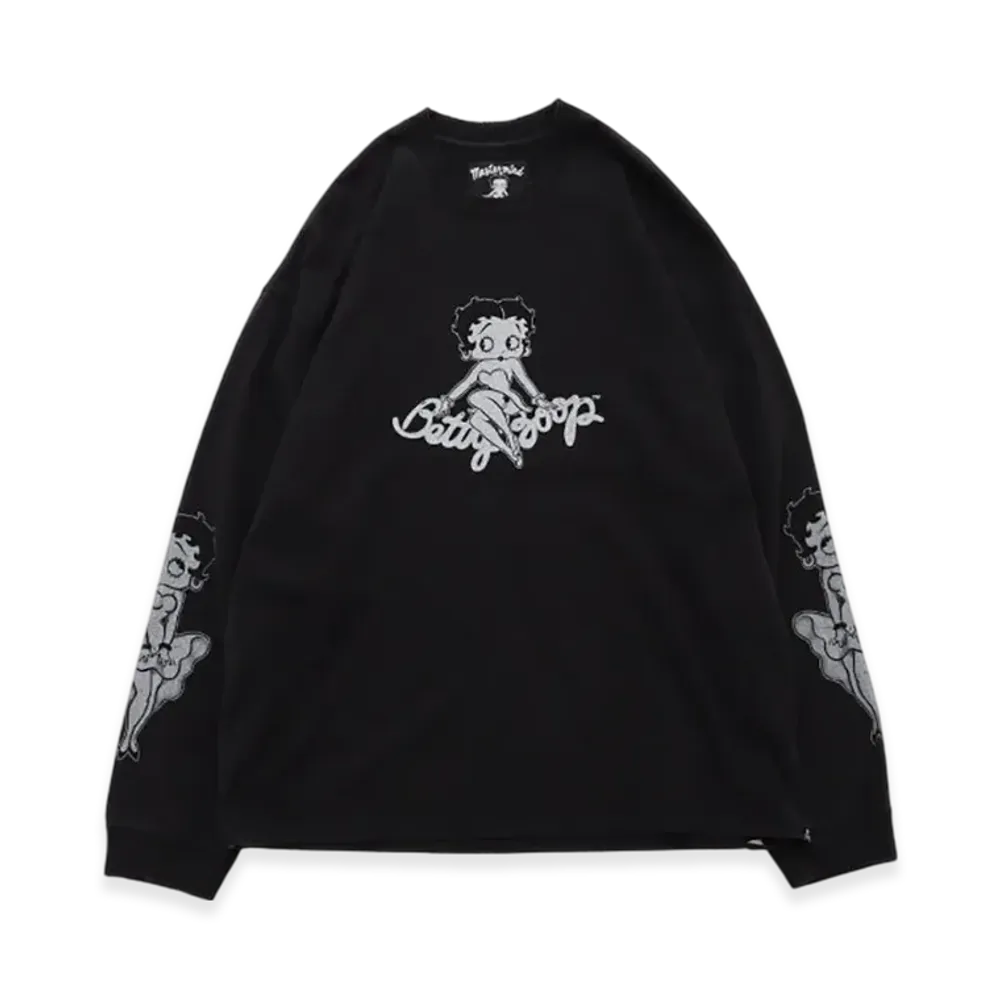 mastermind world x Betty Boop Boxy Damaged L/S Tee "Monochrome"