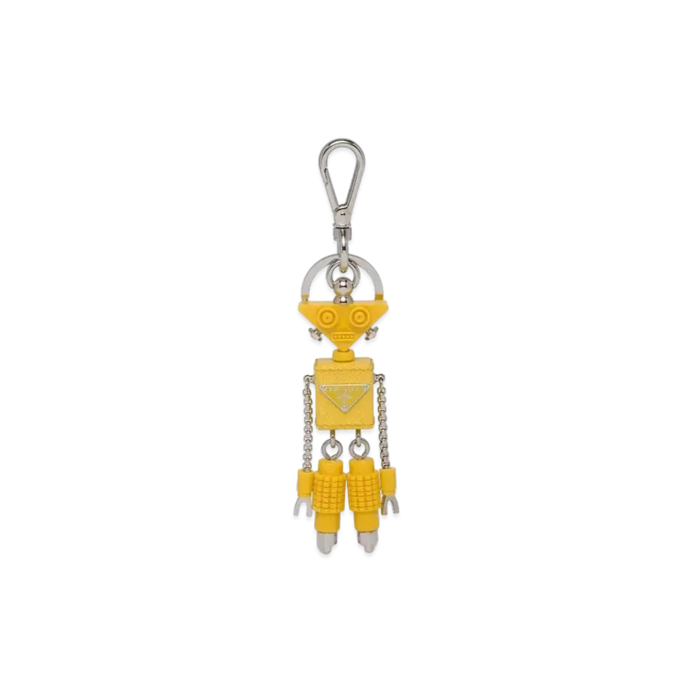 PRADA Saffiano Leather Robot Trick Keyring "Yellow"