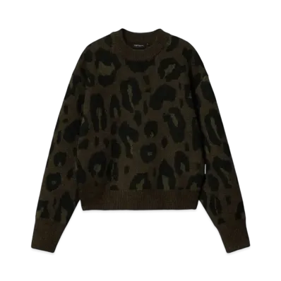 Carhartt WIP Women's Merton Sweater "Camo Leo Jacquard Tamarind"