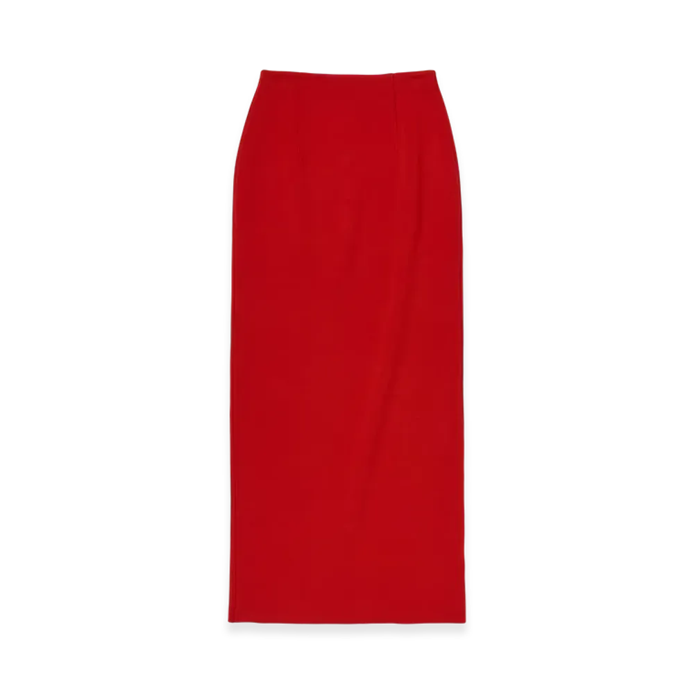 AURALEE Wool Stretch Double Face Knit Skirt "Red"