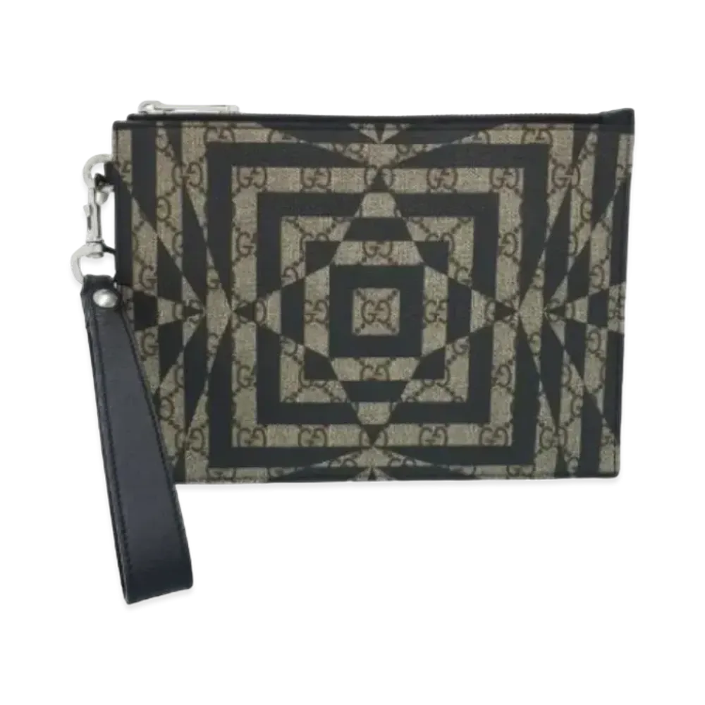 GUCCI GG Kaleido Clutch Bag "Beige/Black"