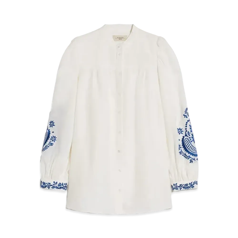 Max Mara Karunia Pure Linen Canvas Shirt "White"