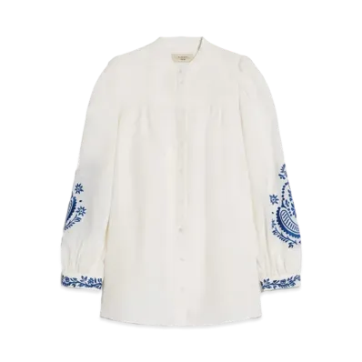 Max Mara Karunia Pure Linen Canvas Shirt "White"