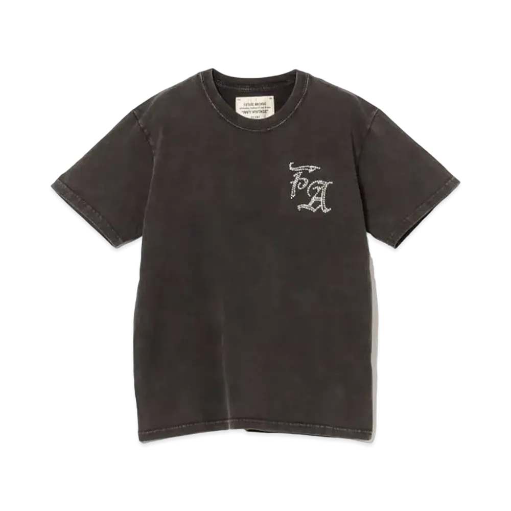 BEAMS FUTURE ARCHIVE Fade Rhine Stone T-shirts "Black"
