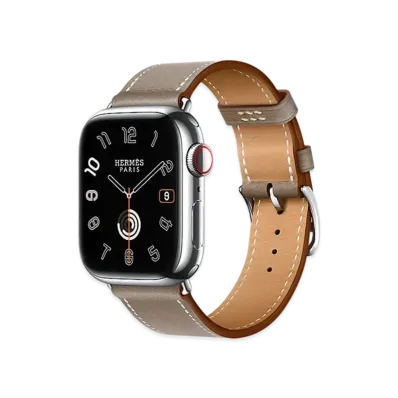 Apple Watch x Hermes Series 9 (GPS + Cellular Model) Stainless 41mm and Single Tour "Etoupe"