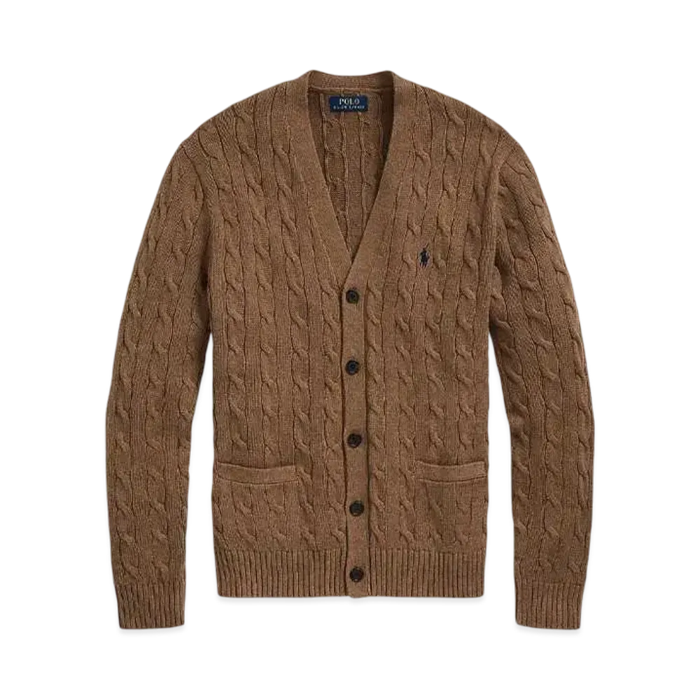 Polo Ralph Lauren Cable Knit Cotton Cardigan "Brown"