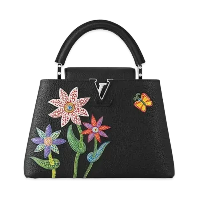 Louis Vuitton x Yayoi Kusama Capucines BB Taurillon Leather Flowers "Noir"